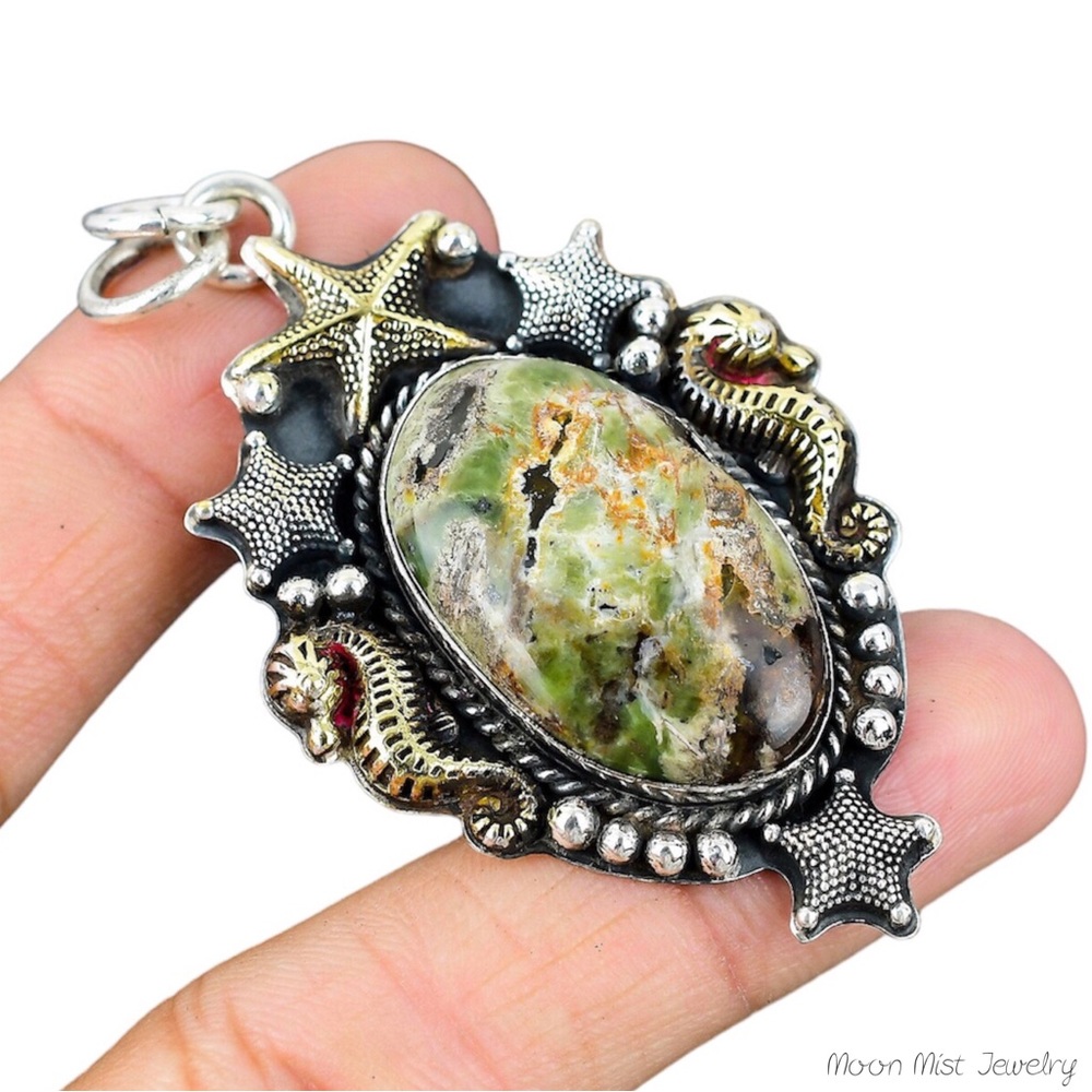 Chalcedony and pyrite gemstone pendant